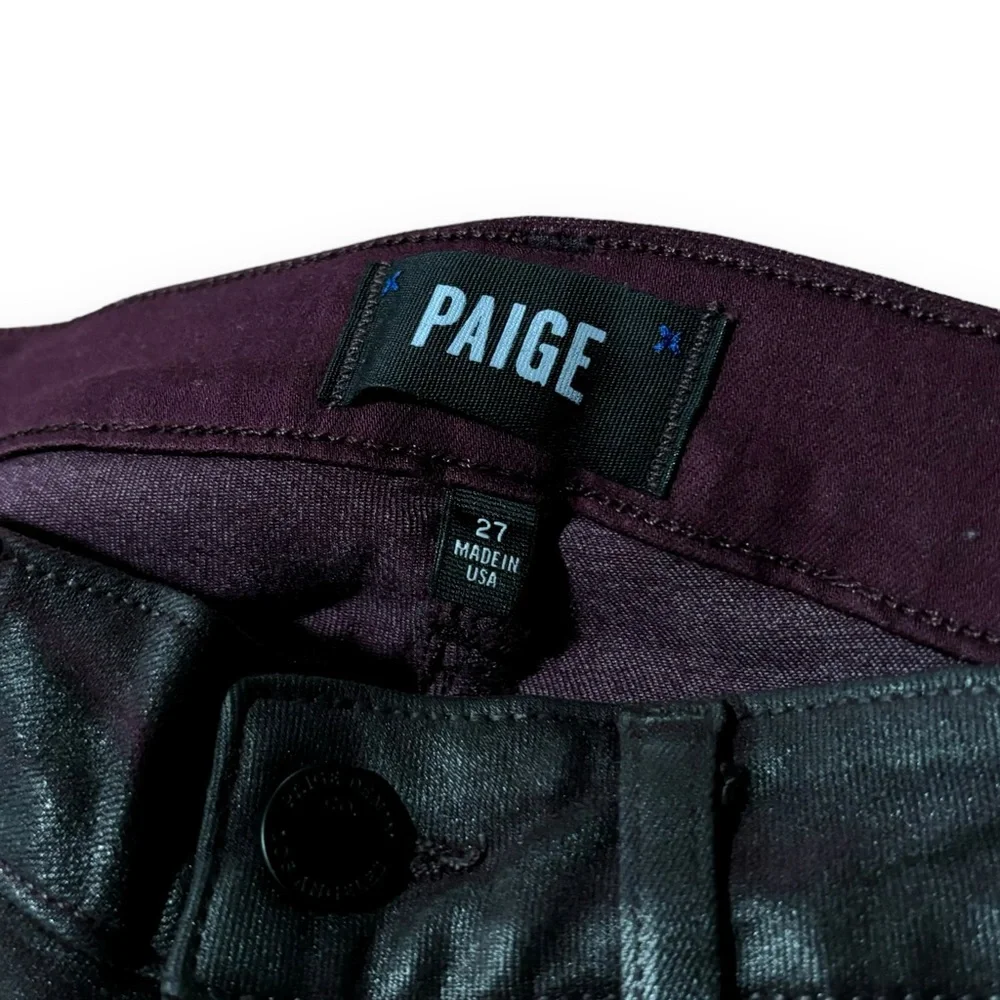 Paige Women's‎ Verdugo Ultra Skinny Burgundy Faux Leather Pants Size 27 x 27.5